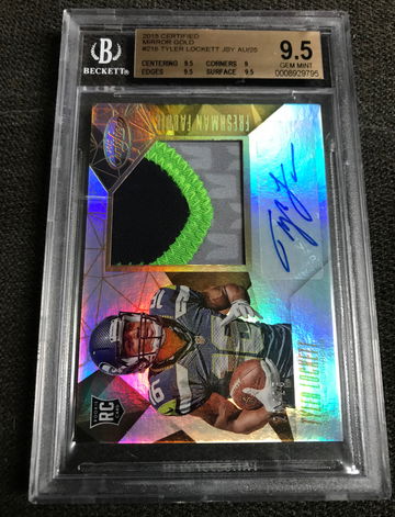 2015 CERTIFIED MIRROR GOLD JERSEY AUTO TYLER LOCKETT ROOKIE RC /25 BGS 9.5/10