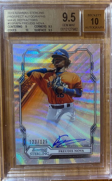 2019 Bowman Sterling Freudis Nova Prospect Autographs Wave Refractor /125 BGS 9.5 Gem Mint AU 10