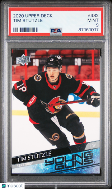 Tim Stutzle 2020 Upper Deck Young Guns RC #482 Senators Rookie - PSA 9