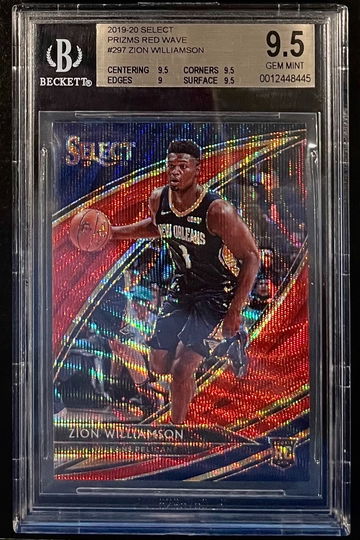 ZION WILLIAMSON 2019/20 SELECT 297 RC COURTSIDE RED WAVE PRIZMS BGS 9.5 GEM MINT