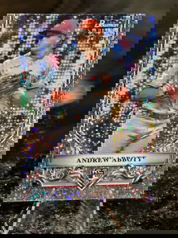 2024 Bowman Sterling ANDREW ABBOTT RC #/99 SPECKLE Refractor BSR-25 Cincy Reds