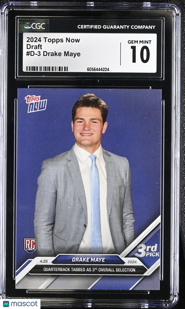 2024 Topps Now Drake Maye #D-3 Draft CGC 10
