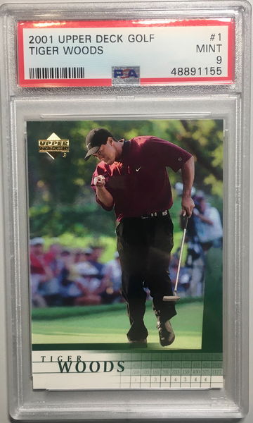 2001 Upper Deck TIGER WOODS RC Rookie #1 PSA 9