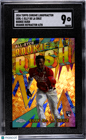 2024 Topps Chrome Logofractor Elly De La Cruz #CERL-1 Rookie Rush Orange Refractor SGC 9