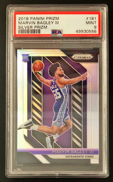 2018-19 Panini Prizm Marvin Bagley III #181 RC Rookie Silver Prizm Refractor - PSA 9 Mint! Kings