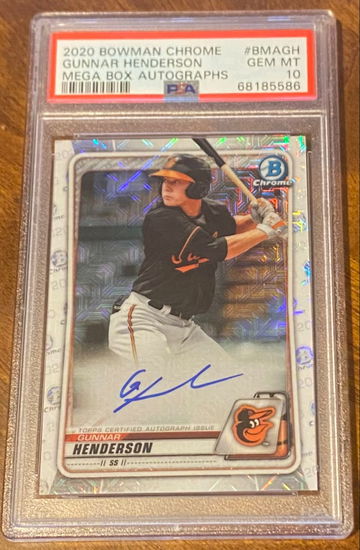 2020 Bowman Chrome Mojo Mega Box Baltimore Orioles BMA-GH Prospect Auto Gunnar Henderson PSA 10