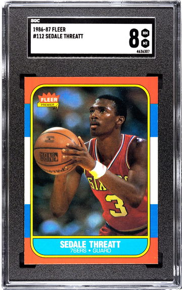 1986-87 Fleer Basketball Card - Sedale Threatt #112 - Graded SGC 8 NM MT