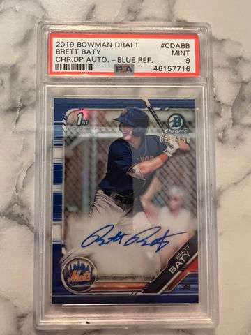 2019 Bowman Draft Brett Baty Blue Refractor Auto PSA 9