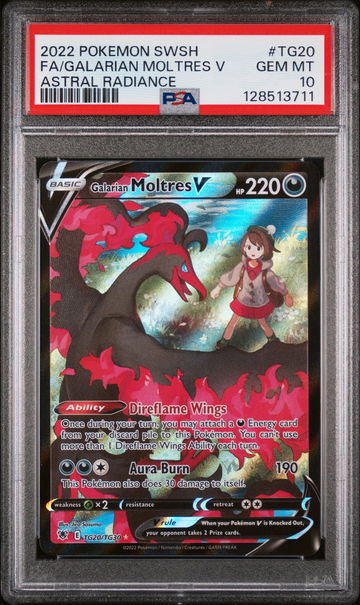 2022 Pokemon Sword and Shield Astral Radiance Trainer Gallery Galarian Moltres V #TG20 PSA 10