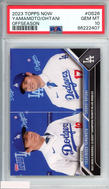 2023 TOPPS NOW OFFSEASON YOSHINOBU YAMAMOTO SHOHEI OHTANI #OS26 ROOKIE RC PSA 10