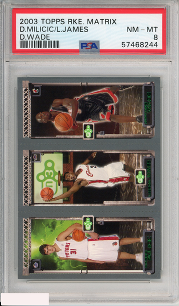 2003 TOPPS ROOKIE MATRIX DARKO MILICIC LEBRON JAMES DWYANE WADE RC PSA 8 NM-MT