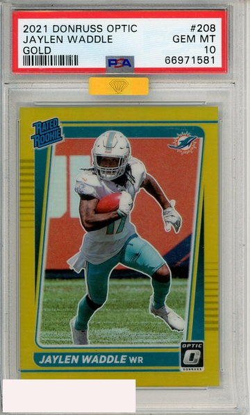 2021 PANINI DONRUSS OPTIC JAYLEN WADDLE #208 GOLD PSA 10 GEM MT  RC
