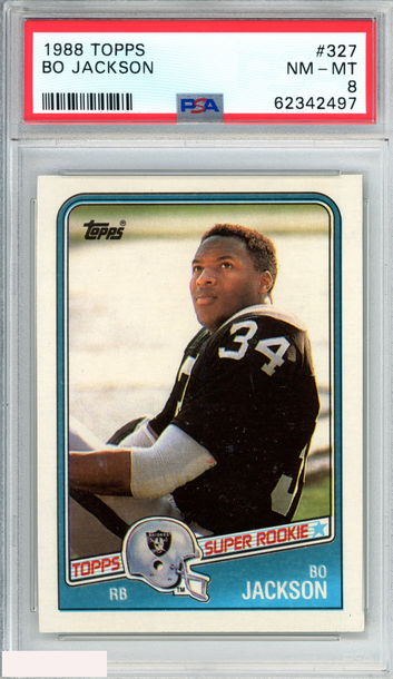1988 TOPPS BO JACKSON #327 ROOKIE RC LOS ANGELES RAIDERS PSA 8 NM-MT