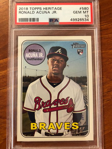 2018 Topps Heritage Ronald Acuna Jr RC #580 PSA 10