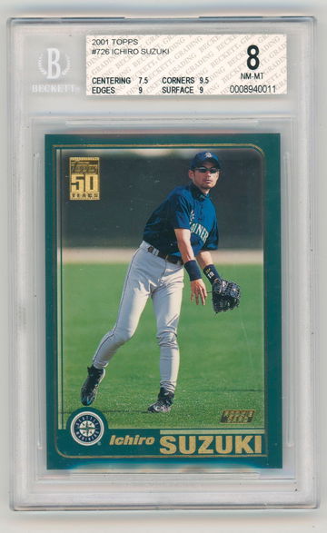 2001 TOPPS ICHIRO SUZUKI RC #726 BGS 8
