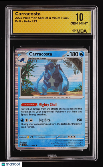 2025 Pokemon Scarlet & Violet Black Bolt Carracosta Holo MBA 10 #23