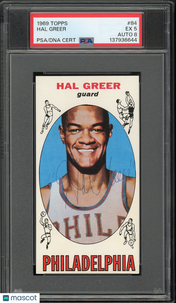 1969 Topps Hal Greer #84 PSA 5 Auto 8