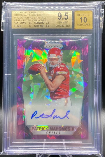 2017 Prizm Patrick Mahomes Purple Crystal Auto 69/75 BGS 9.5/10 TG+