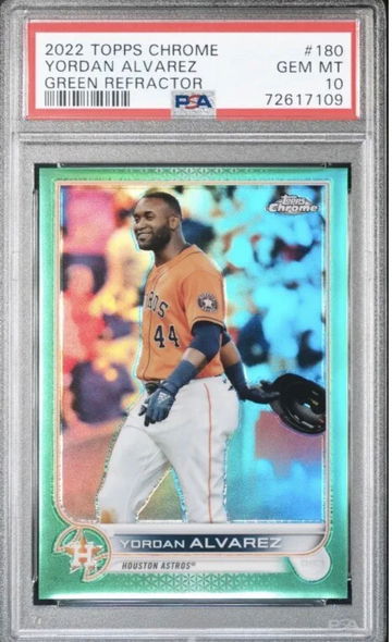 yordan alvarez topps chrome 2020 green refractor/99 psa 10