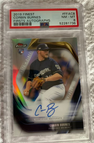 2019 Finest Corbin Burnes Firsts Autographs PSA 8. FFA-CB. Population 1, none higher
