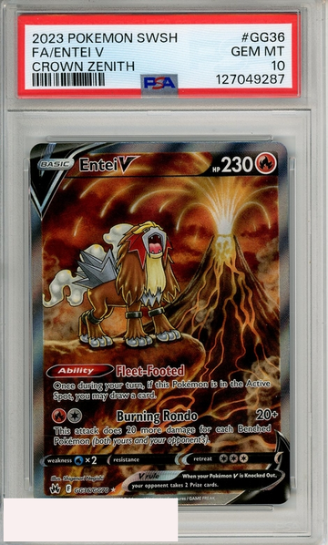 2023 POKEMON SWORD AND SHIELD CROWN ZENITH FA ENTEI V #GG36 PSA 10 GEM MT