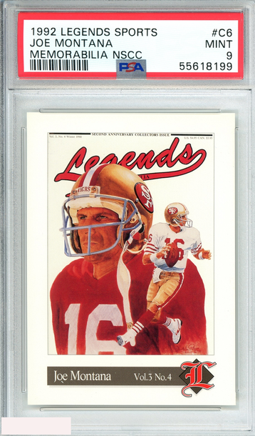 1992 LEGENDS SPORTS JOE MONTANA #C6 MEMORABILIA NSCC HOF PSA 9 MINT POP 2