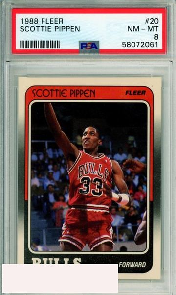 1988 FLEER SCOTTIE PIPPEN #20 ROOKIE HOF CHICAGO BULLS PSA NM-MT 8