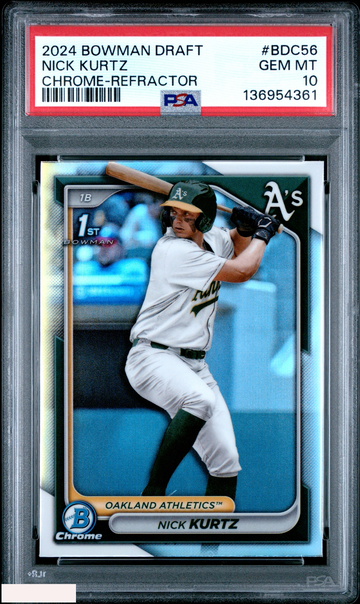 2024 BOWMAN DRAFT NICK KURTZ #BDC56 CHROME REFRACTOR 1ST RC ROOKIE PSA 10 GEM MT