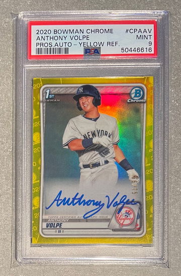 2020 Anthony Volpe Bowman Chrome Yellow Refractor Auto 