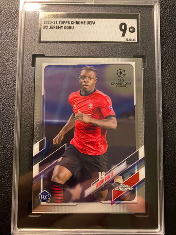 2020-21 Topps Chrome UEFA Jeremy Doku RC SGC 9