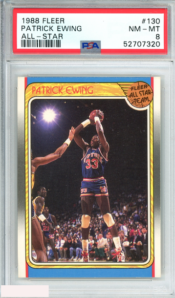 1988 FLEER PATRICK EWING #130 ALL-STAR NEW YORK KNICKS PSA 8 NM-MT