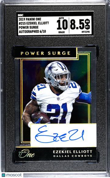 2019 Panini One Ezekiel Elliott #215 Power Surge Autograph SGC 8.5 Auto 10