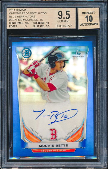 2014 Bowman Chrome Mookie Betts Prospect Blue Refractor Auto /150