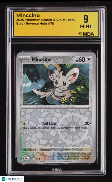 2025 Pokemon Scarlet & Violet Black Bolt Minccino Reverse Holo MBA 9 #75