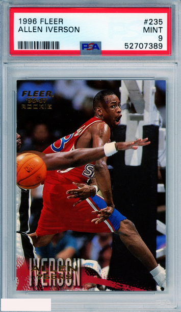 1996 FLEER ALLEN IVERSON #235 ROOKIE HOF PHILADELPHIA 76ERS RC PSA 9 MINT