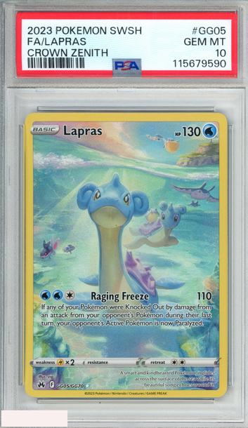 2023 POKEMON SWORD AND SHIELD CROWN ZENITH FA LAPRAS #GG05 PSA 10 GEM MT