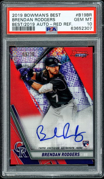 2019 Bowman's Best Brendan Rodgers Red Refractor Auto /10 RC - PSA 10 - POP 1