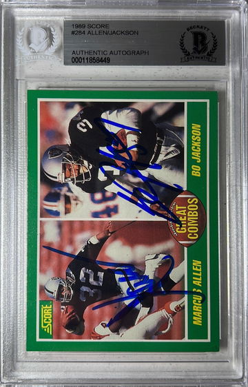 1989 Score #284 MARCUS ALLEN BO JACKSON Football Great Combos Auto Card BAS Sign
