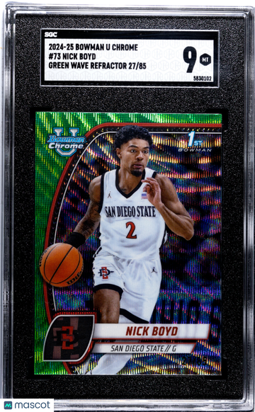 2024 Bowman U Chrome Nick Boyd #73 Green Wave Refractor SGC 9