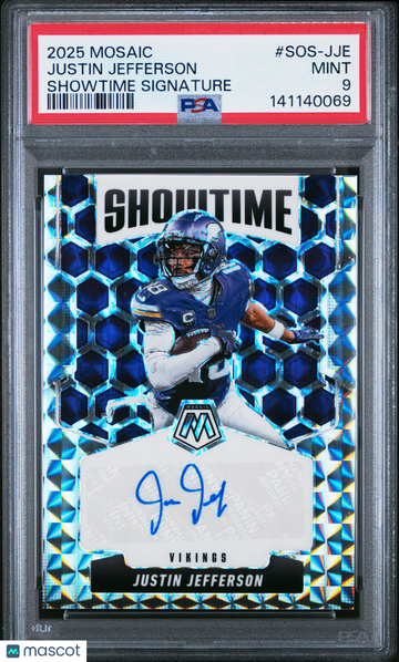 2025 Panini Mosaic Showtime Signatures Justin Jefferson #SOS-JJE PSA 9