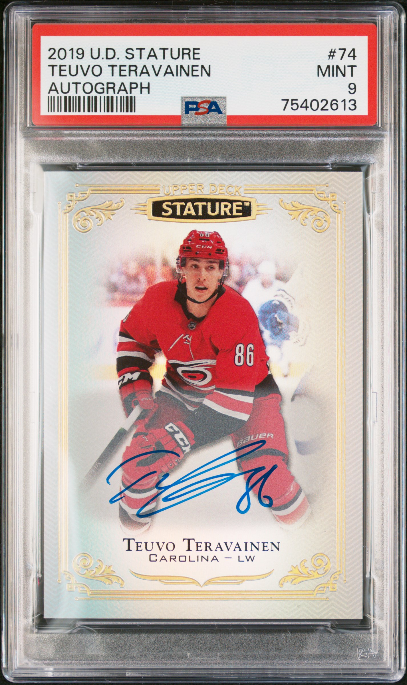 2019 Upper Deck Stature Teuvo Teravainen #74 Autograph PSA 9