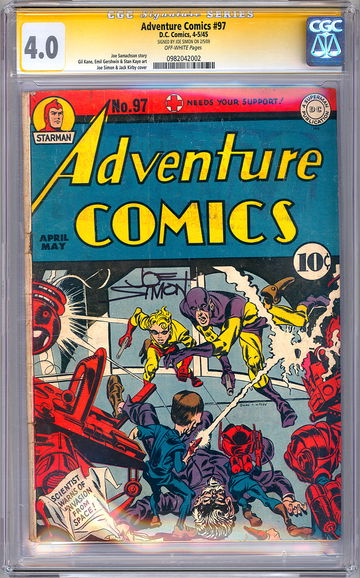 ADVENTURE COMICS #97 CGC-SS 4.0 *SIGNED JOE SIMON* JACK KIRBY & JOE SIMON 1945