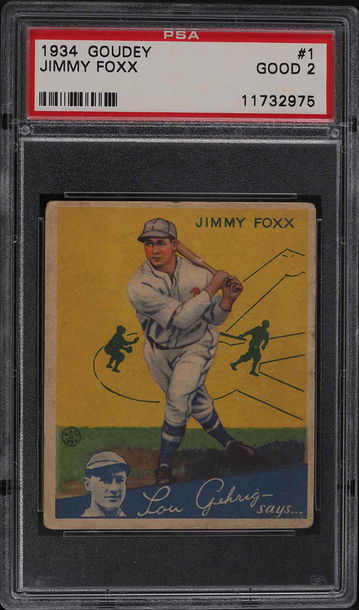 1934 Goudey Baseball Jimmy Foxx #1 PSA 2