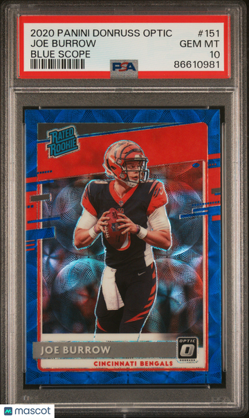PSA 10 2020 Panini Donruss Optic Joe Burrow Blue Scope Rookie #151