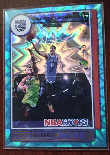 Tyrese Haliburton 2021/22 NBA hoops blue foil parallel
