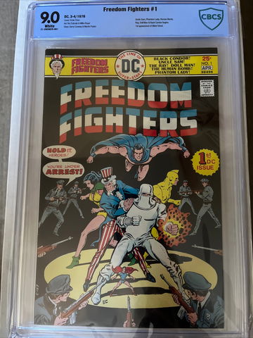 Freedom Fighters #1 CBCS 7.5 White Pages DC Comics 1976