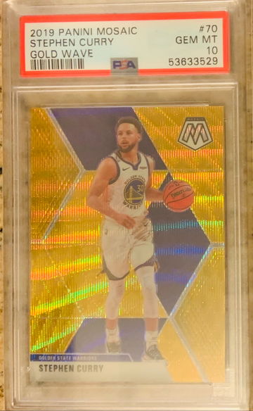 2019 Panini Mosaic Stephen Curry Gold Wave SSP PSA 10 Gem-Mint