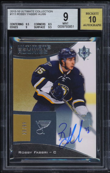 2015-16 Ultimate Collection #111 Robby Fabbri Auto Rookie /99