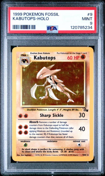 1999 Pokemon Fossil Holo Kabutops #9 /141 PSA 9