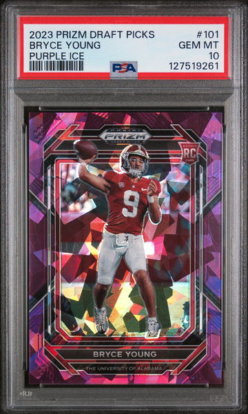 2023 Panini Prizm Draft Picks Purple Ice Prizm Bryce Young #101 /149 PSA 10